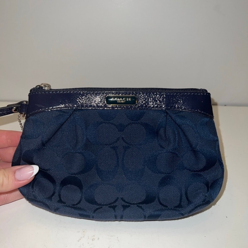COACH Signature navy blue Wristlet